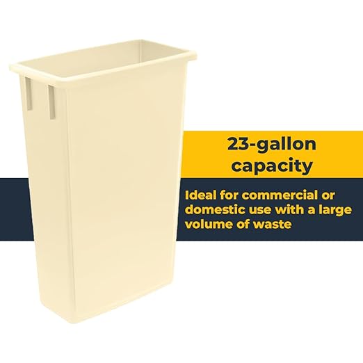 3 pack 23 Gallon Waste Bin with Lid & Dolly, Heavy-Duty Trash Can, Slim Rectangular Garbage Bin, Durable Waste Container, Recycling Bin, Plastic Wastebasket for Kitchen, Garage, Restaurants, Office