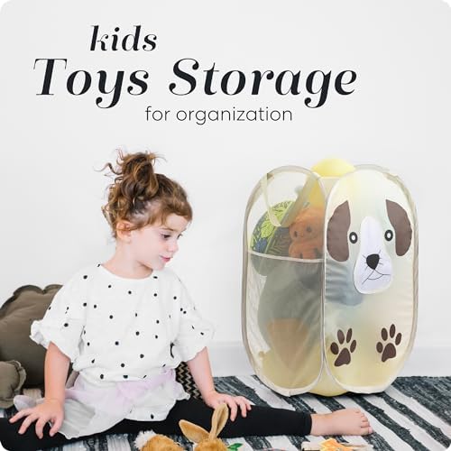 Pop Up Laundry Hamper, Cute Puppy 71L Collapsible Mesh Basket - Image 6
