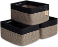 NaturalCozy Storage Baskets 16.8”x13”x7.6” Cotton Rope Woven Baskets by NaturalCozy