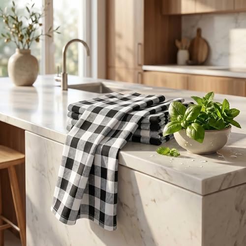 Urban Villa Kitchen Towels Cotton Dish Towels 20”x30” Black Wht - Image 6