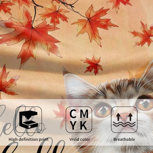 Hello Fall Hand Towel Autumn Cat Maple Leaves Kitchen Towels Set of 2 Soft - Image 3