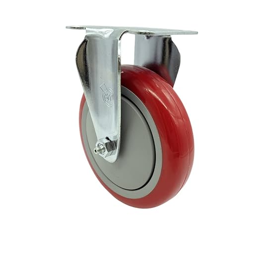 Service Caster Brand Replacement Caster for Uline Caster H-7449R - Stainless Steel Rigid Top Plate Caster with 5 Inch Red Polyurethane Wheel - Fits Carts and Platform Trucks H-6348