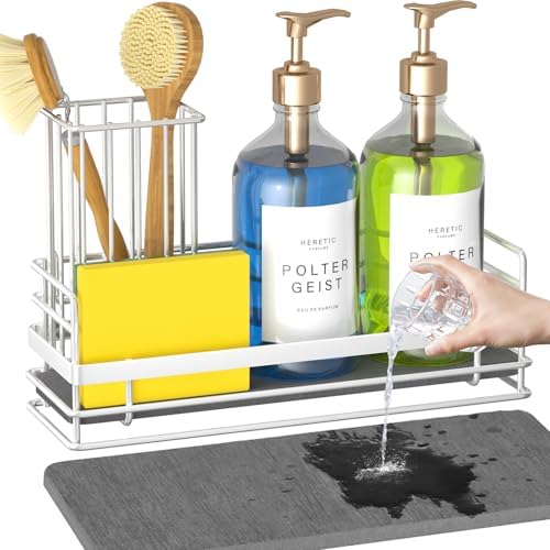 Yofidra Sink Caddy with Stone Drying Tray: Stainless Steel Soap Dispenser by Yofidra