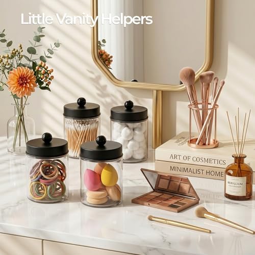 Amolliar Glass Apothecary Jar Qtip Holder w/Metal Lids - Image 5