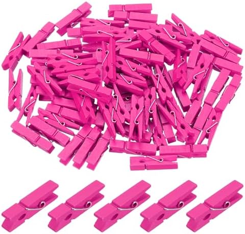 uxcell 100 Pcs Wooden Clothespins, 1.4 Inch Clothes Pins Wooden Colored Small by uxcell