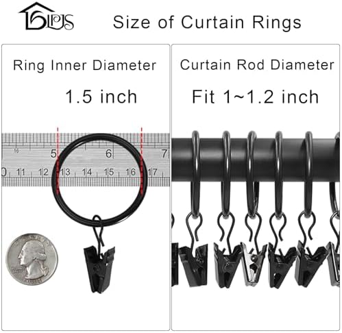 LLPJS 60 Pack Metal Curtain Rings - Image 3