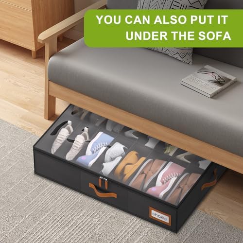 homyfort Shoe Organizer Under Bed, Fits 32 Pairs, Under bed Shoe Storage Boxes - Image 7