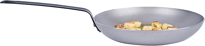 Restaurantware Fry Pan 6 Pack of 11 Inches Carbon Steel Non-Stick Searing Pan With Ergonomic Handle Silver For Sauteing and Omelets