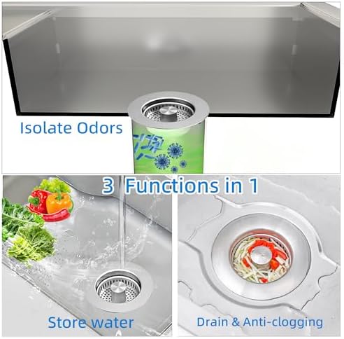 3 in 1 Kitchen Sink Drain Strainer, Pop up Sink Stopper Kitchen Drain, - Image 2