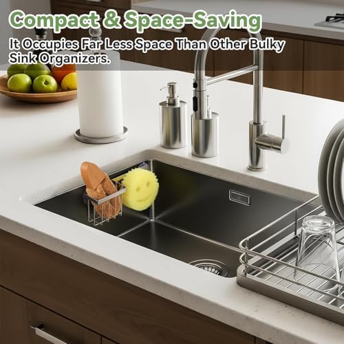 Sponge Holder for Kitchen Sink, Rust-proof Sink Sponge Caddy Organizer for Dish - Image 3