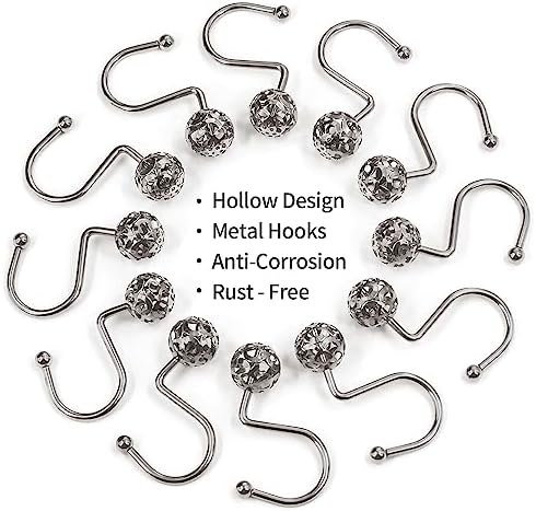 MitoVilla Shower Curtain Hooks Rings, Matte Nickel Metal Shower Hooks - Image 4
