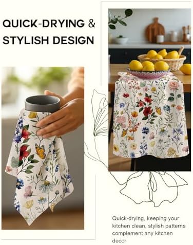 Miss Adola 150GSM Flour Sack Kitchen Towels Set of 2, Vintage Flower - Image 4