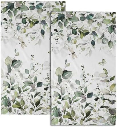 Green Eucalyptus Leaves Hand Towels Spring Sage Green Botanical Fingertip Towel by Granbey