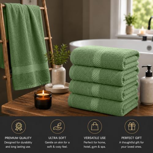 DAN RIVER 600 GSM Cotton Large Bath Towels Set of 4, 27 x 54 Inches - Image 4