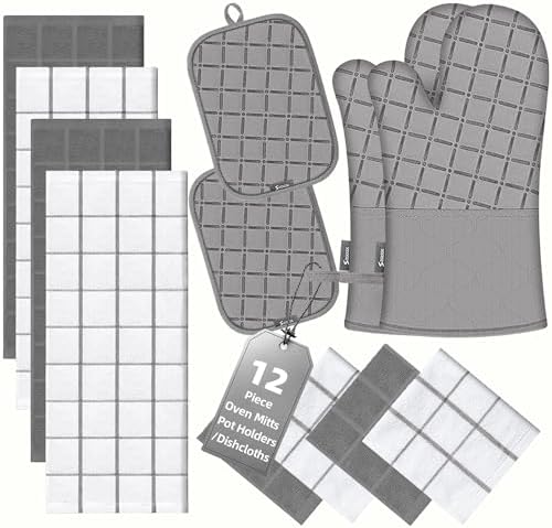 Oven Mitts Kitchen Towels and Dishcloths Pot Holders Sets, Oven Gloves Kitchen by BSKSSK