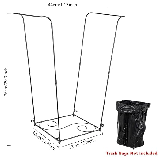 Trash Bag Holder, 30-45 Gallon Metal Garbage Bag Holder | Portable Leaf Bag - Image 2