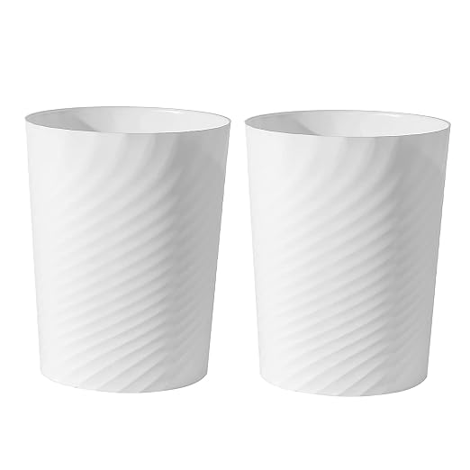 Plastic Small Bathroom Trash Can Wastebasket Garbage Can, 2 Pack | Sturdy-Easy by UUJOLY