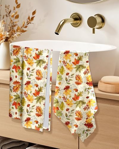 Miss Adola 150GSM Flour Sack Kitchen Towels Set of 2, Autumn Leaf - Image 2