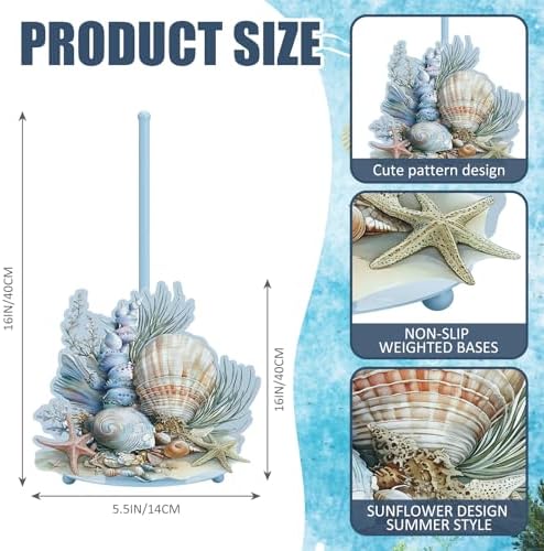 Shimeyao Beach Seashell Paper Towel Holder, Metal Ocean Kitchen Decor - Image 2