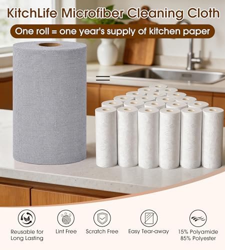 Microfiber Cleaning Cloth Roll, 100 Pack 12 x 12 Inch Tear Away Reusable Paper - Image 4
