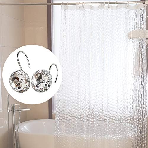 12 Pcs Bling Rhinestones Shower Curtain Hooks Bathroom Rolling Hooks - Image 4