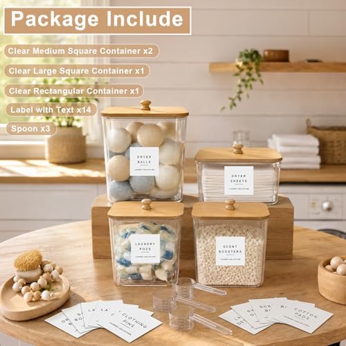 POLRAI 4 Pack Laundry Pod Containers and Dryer Sheet Holder, Laundry Room - Image 2