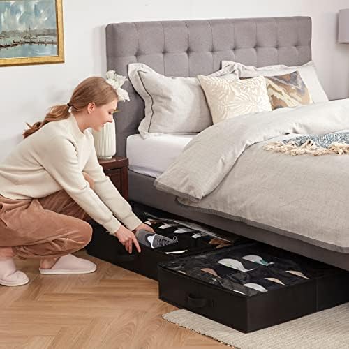 Lifewit Under Bed Shoe Storage Organizer 2 Pack, 4.3 Inches Profile Fabric - Image 2