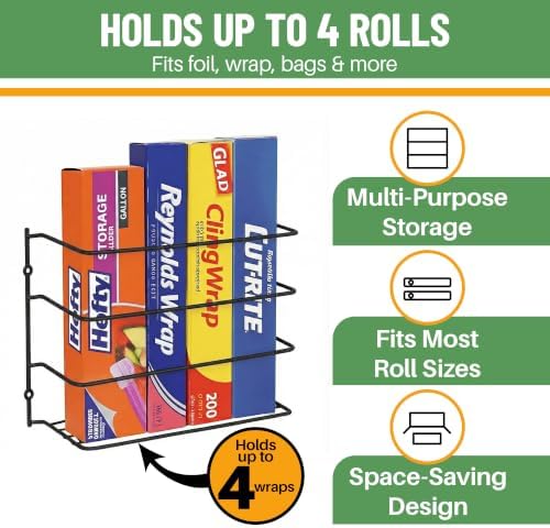 Evelots Kitchen Wrap & Food Bag Organizer Wall/Cabinet Mount - Image 2