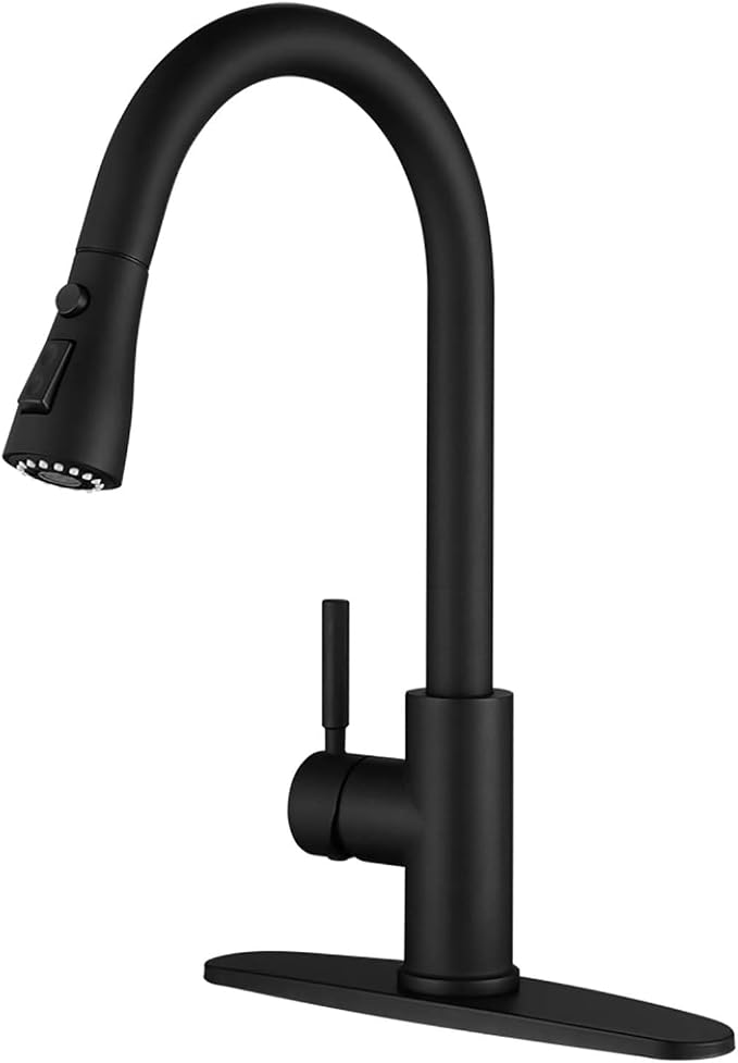 WEWE Pull-Down Kitchen Faucet, Leak-Proof, Matte Black, Single Handle | by WEWE