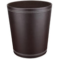 GORESE Pu Leather Trash Can for Bedroom, 2.6 Gallon Wastebasket for Office, Small Bathroom Garbage Cans for Home Decorative, Round Waste Basket Bin for Dorm Kitchen Brown