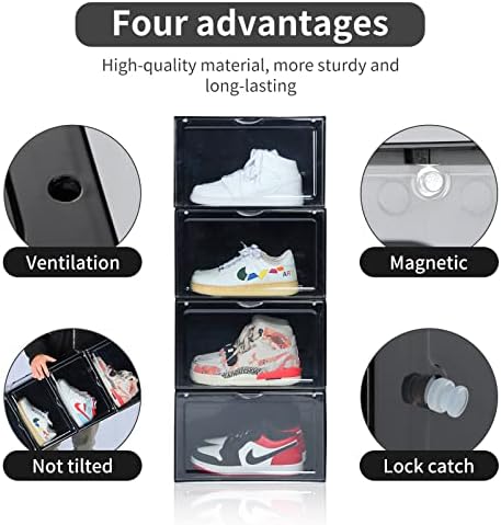 XL clear shoe storage boxes stackable, 8 Pack Large Shoe Boxes Clear Plastic - Image 5