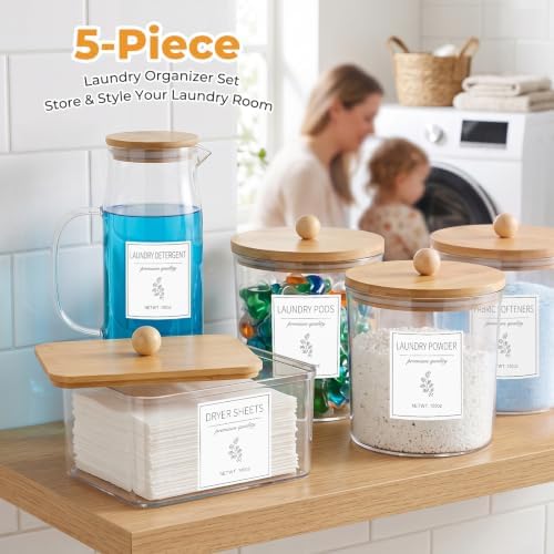 Acrylic Laundry Pod Containers and Dryer Sheet Holder & Glass Laundry Detergent - Image 6