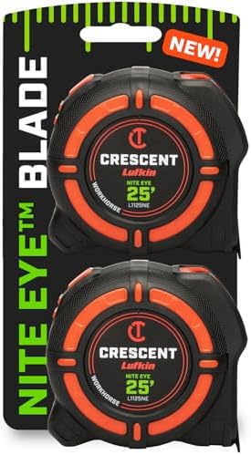 Crescent Lufkin 25 Ft Workhorse Nite Eye Tape Measure, 2 Pack, L1125NESET2V by Unknown