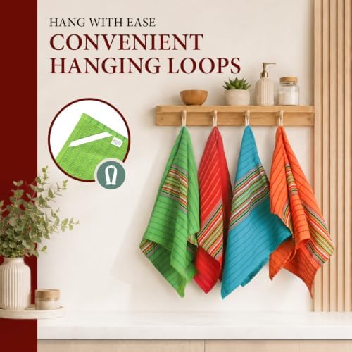100% Cotton Salsa Kitchen Towels – 4 Pack Dish Towels, Kitchen Cleaning & Drying - Image 5