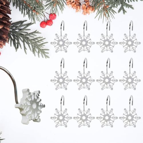 12pcs Christmas Snowflake Shower Curtain Hooks by MLAPIS