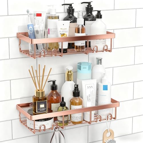 Moforoco Shower Caddy Shelf Organizer Rack, Self Adhesive Black Bathroom by MOFOROCO