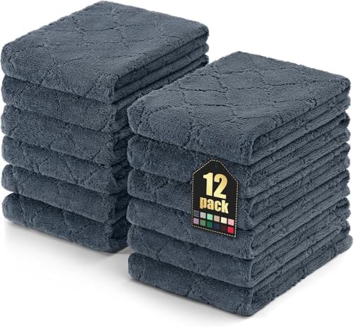 Homaxy 12 Pack Super Soft Absorbent Dish Towels, Dark Grey by Homaxy