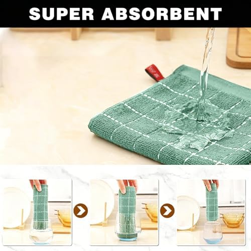 QUILTINA Kitchen Towels 6 Pack, 12 x 12 Inches, 100% Cotton Checkered Designed - Image 5