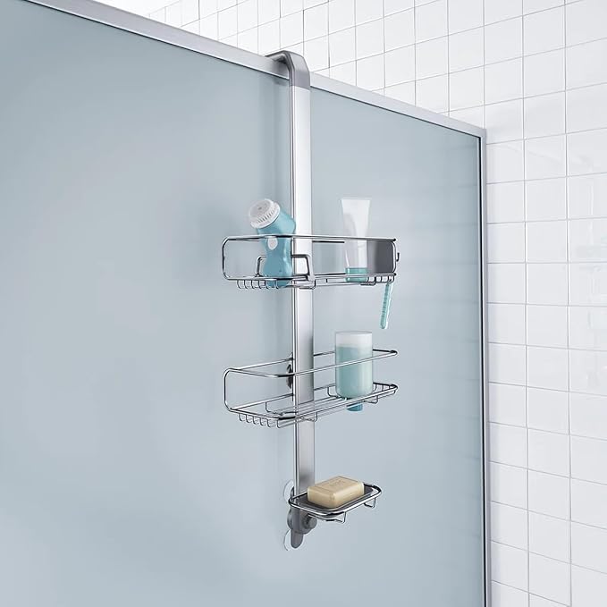 simplehuman Over Door Shower Caddy, No-Drill Auto-Tightening Hanger - Image 5