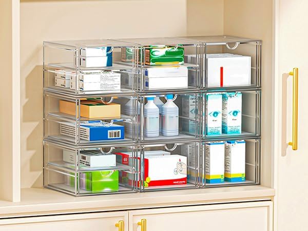 4-Pack Acrylic 6-Drawer Office & Makeup Storage Organizer, Desk | Smooth-glide - Image 5