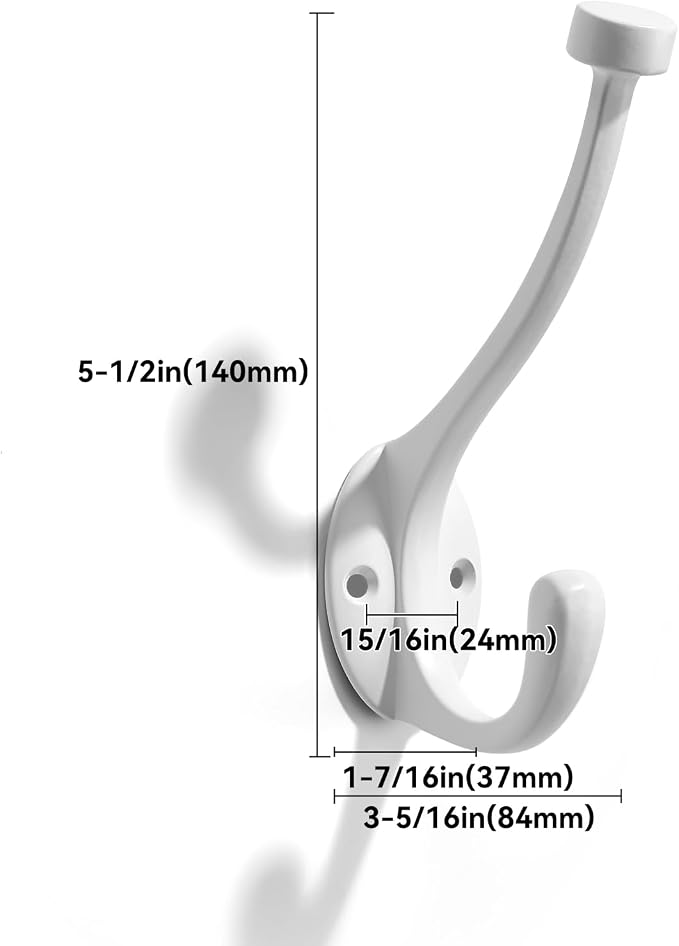 The 5 Pack 5-1/2 inch White Coat Hook zinc Alloy mudroom Hooks is Suitable - Image 2