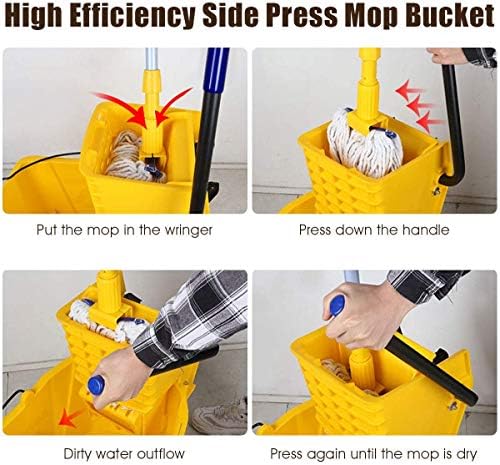 Nightcore Commercial Mop Bucket, All-in-one Tandem Floor Cleaning Wavebrake - Image 5