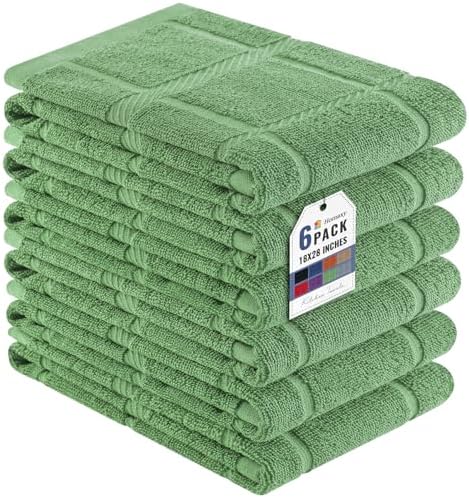 Homaxy 100% Cotton Kitchen Towels 18"x28", 6 Pack Dish Towels, Grass Green by Homaxy