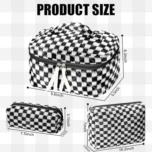 BuyCard Quilted Makeup Bag Set, CuteFloral Cotton Coquette Makeup Bag Toiletry - Image 2