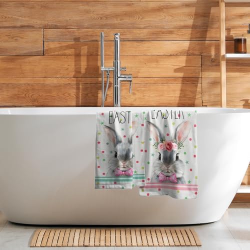 Happy Easter Bath Hand Towels 2 Pack Mr & Mrs. Rabbits Kitchen Tea Dish Towels - Image 7