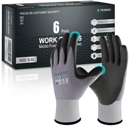 PROMEDIX P Nitrile Coated Work Gloves, MicroFoam Safety Work Gloves Men by PROMEDIXP