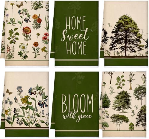 Bencailor 6 Pcs Spring Floral Kitchen Towels Decorative Sets Dish Towels by Bencailor