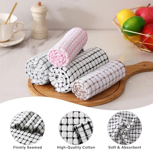 Kitinjoy Cotton 16 Pack Kitchen Towels and Dishcloths Sets, Mix Color - Image 2