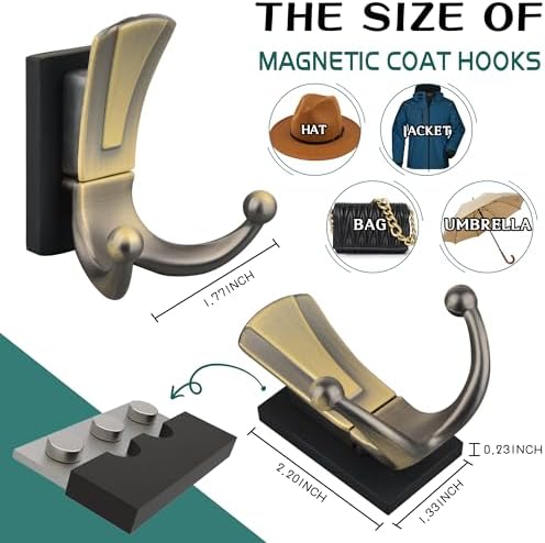 ULIBERMAGNET Magnetic Coat Hooks, Retro Heavy Duty Magnet Double Hooks - Image 2