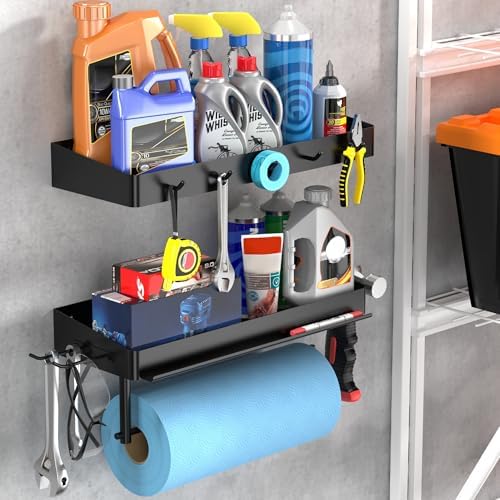 ZUNTO Pack of 2 Black Paper Towel Holder and Organizer Shelf by ZUNTO